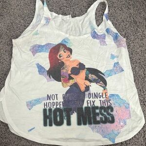 Tattooed Little Mermaid white tank - 'Hot Mess' Mermaid - RUNS SMALL